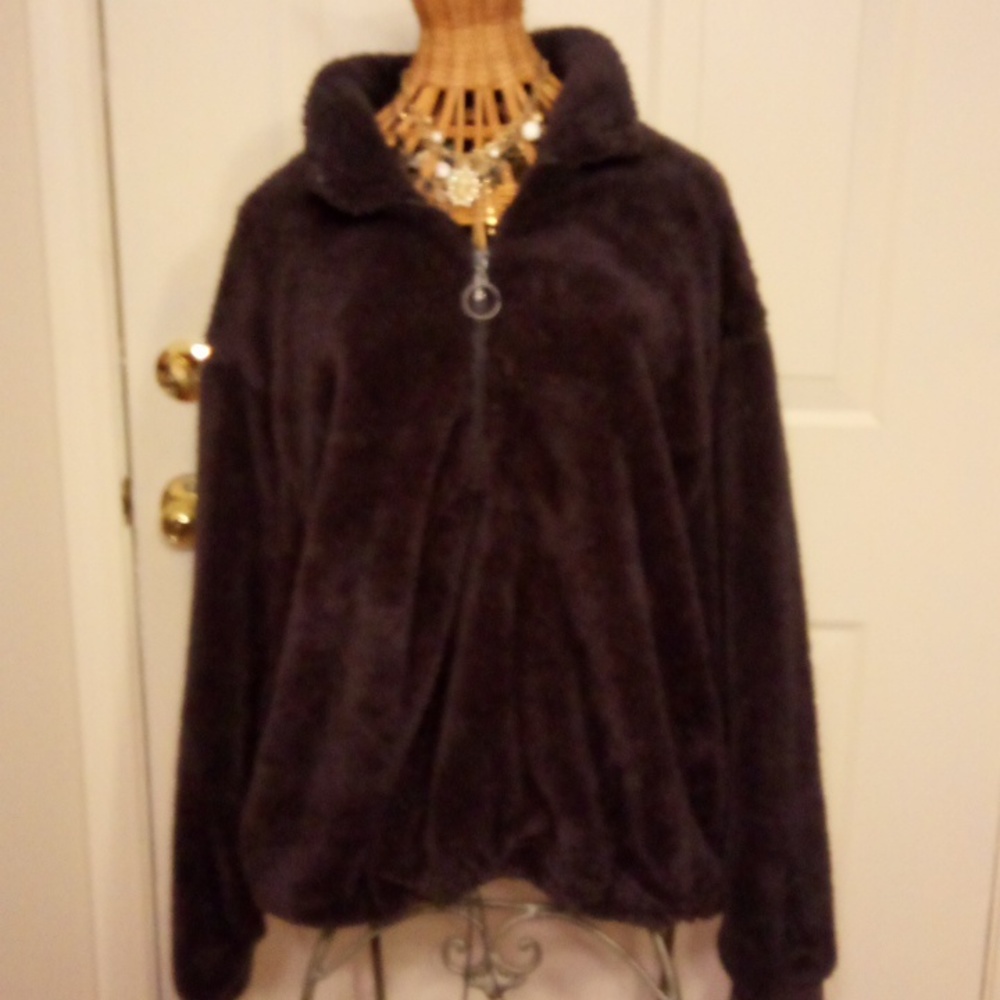 Grey Fuzzy Pullover Top